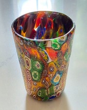 Verre Gobelet MURANO MILLEFIORI fond or  H 6 cm