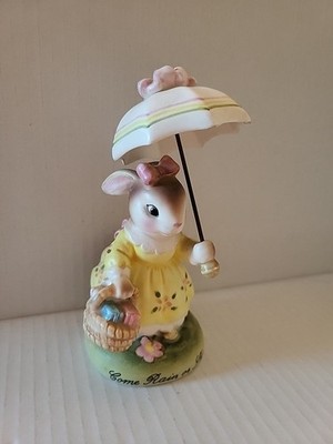 1988 Vintage Avon Cherrised Moments Come Rain or Shine Bunny Figurine Easter