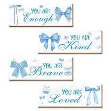 4 Pcs Blue Coquete Bow Room Decor, Teen Girls Trendy Preppy Wall Art Aestheti...