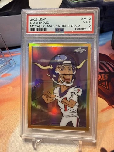 2023 Leaf Metallic Imaginations CJ Stroud Gold Rookie RC /99 PSA 9