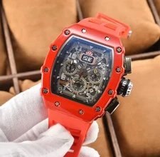 Richard Fashion Style Rapper Mille Colorful Deal Skeleton Red Watch