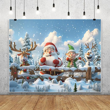 Christmas Backdrop for Photograohy 10X8Ft Santa Toys Backdrop Winter Snow Scene