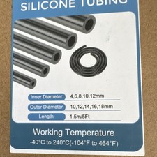 Silicone Tubing 1.5m, Inner 4-12mm, Outer 10-18mm, Temp -40 C to 240 C