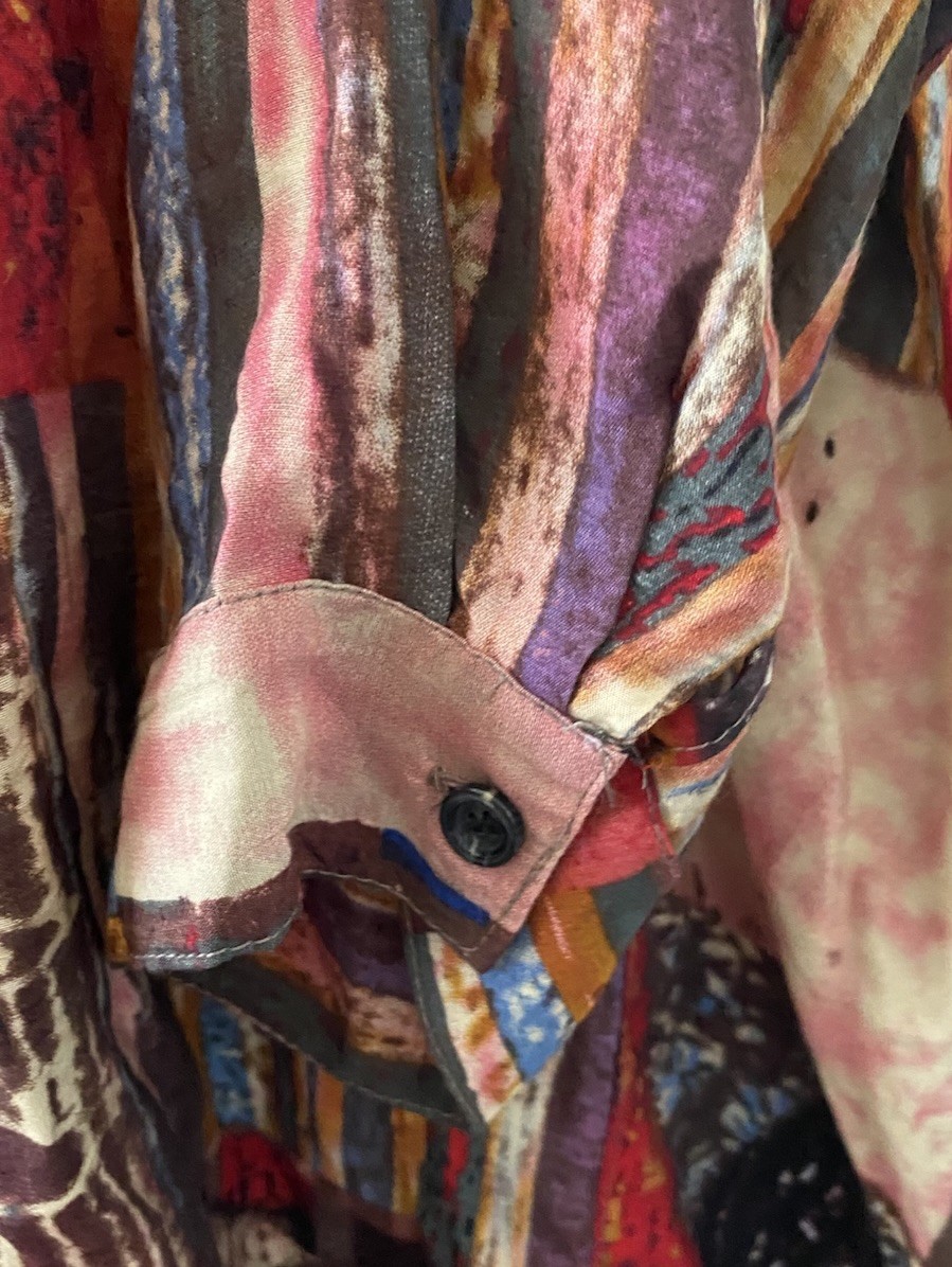 Patchwork Print tunic Button Front Art To Wear Si… - image 3