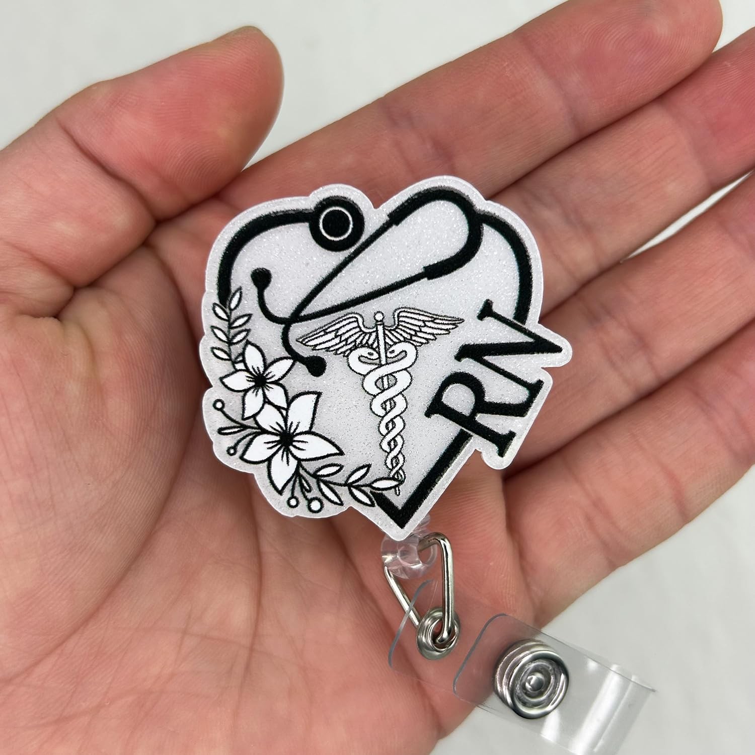 как выглядит Cute RN Badge Reel Retractable for Registered Nurse Medical Worker Regist... фото