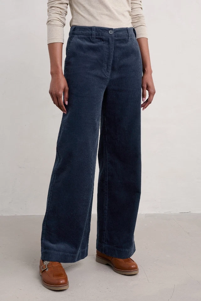 Seasalt Women's Petite Dillwyn Wide Leg Cord Trouser Maritime - Image 3 of 4