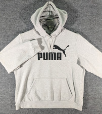 Puma Hoodie Sweatshirt Womens XL Gray Drawstring Pullover Spellout Logo Graphic