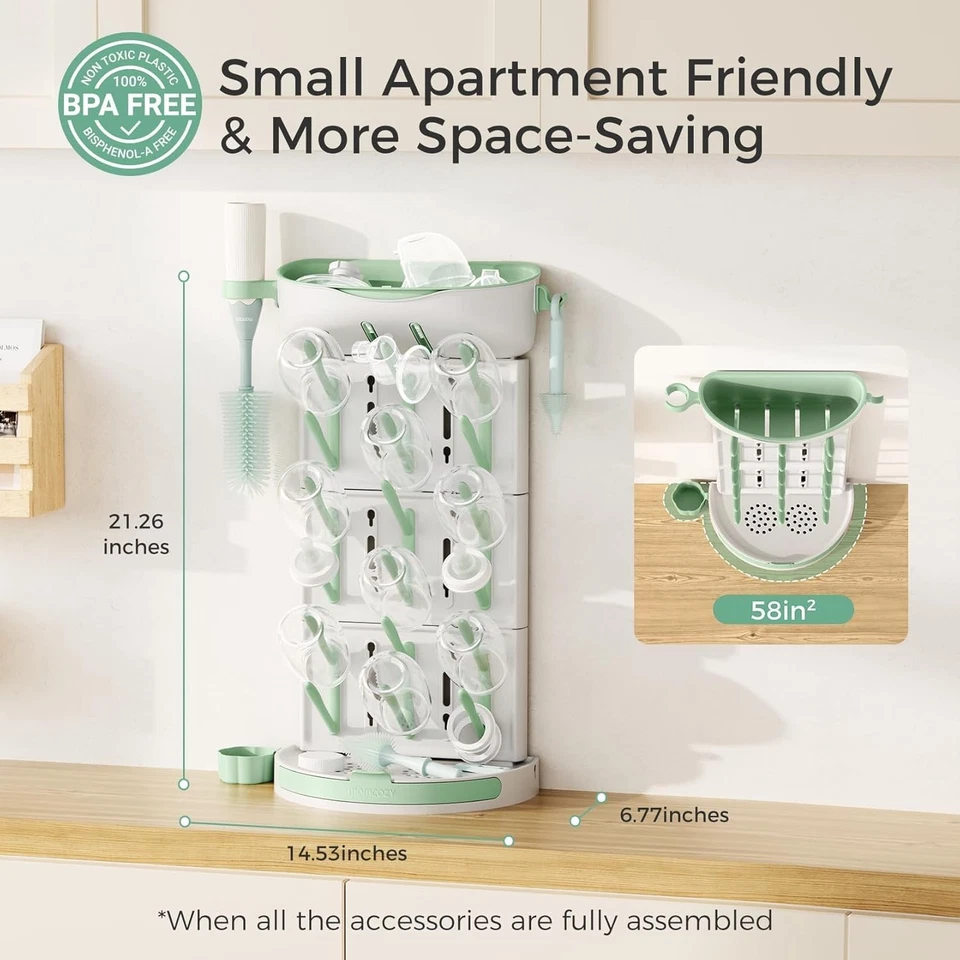 Estante de secado compacto de 18 botellas para accesorios para bebés - Solución fácil y eficiente Foto 4 de 4