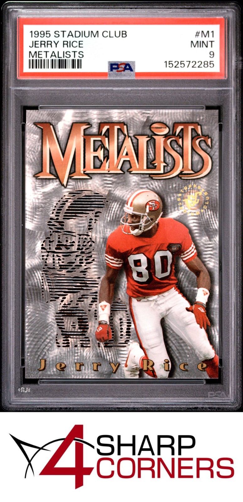 1995 STADIUM CLUB METALISTS #M1 JERRY RICE 49ERS HOF PSA 9