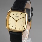 SEIKO Vintage 1983 5931-5480 Men's Watch Gold 30mm New Battery New Leather Band