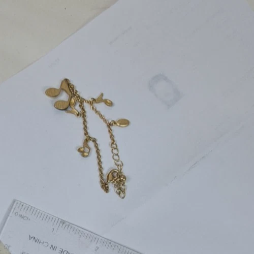 Gold Music Note Enamel Charm Bracelet  Anklet gp  Adjustable unisex jewelry - Image 4 of 4