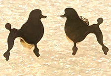 Poodle Dog Standing Teeny Tiniest Flat Golden Alloy Post Stud Earrings Jewelry