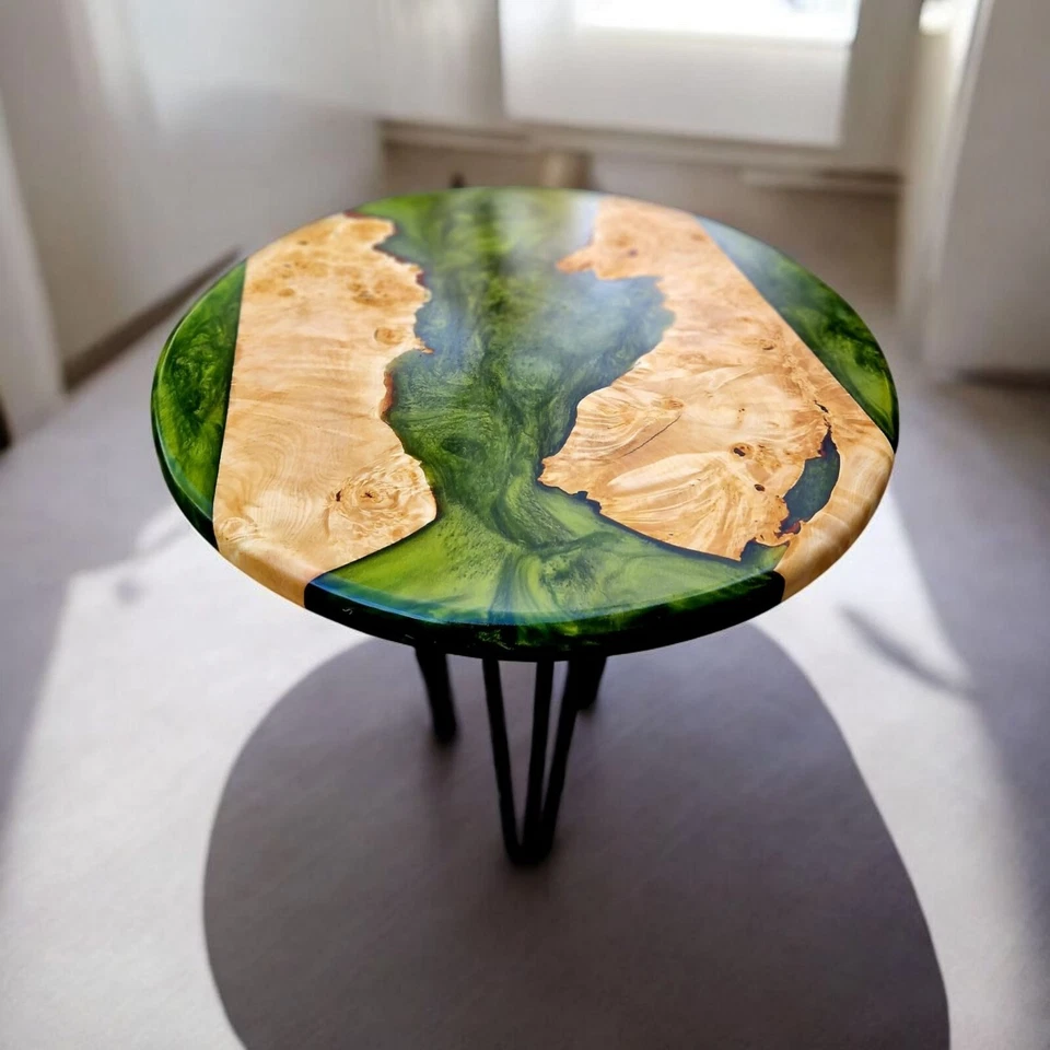 Coffee Table Green Resin And Maple Burl HANDMADE! FREE SHIPPING!! Legs included! - Image 2 of 4