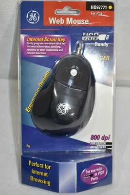 GE Web Mouse 800DPI Serial Adaptor/ PS/2 Track Ball Mouse H097771 New Old Stock