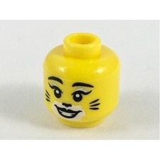 LEGO - Minifig,Head White Makeup with Black Cat Nose and Whiskers Pattern