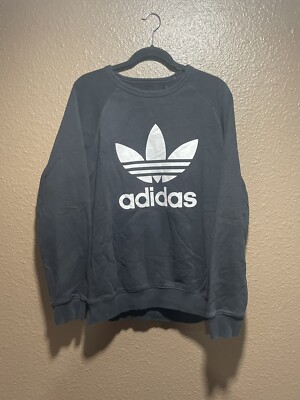 Men's Size Large Adidas Trefoil Logo Navy Blue Crew Neck Sweater