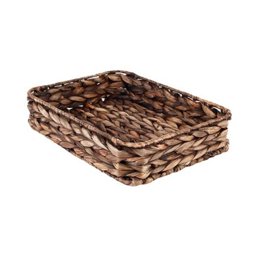 Water Hyacinth Woven Serving Tray Rectangular Hand-Woven Wicker Brown-large