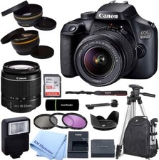 Canon EOS 4000D / Rebel T100 DSLR Camera with EF-S 18-55mm Zoom Lens  SanDisk 1
