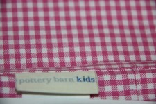 Pottery Barn Kids Cotton One Curtain Panel 82" x 32" Pink White Gingham Check