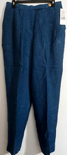 Platinum By Dorothy Schoelen Women's Blue Pants/ 100 Linen/Size 14/Made in Spain