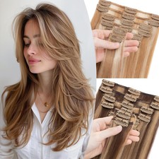 CLEARANCE 100 Human Hair Extensions 8 Pieces Clip In Real Remy FULL HEAD Blonde