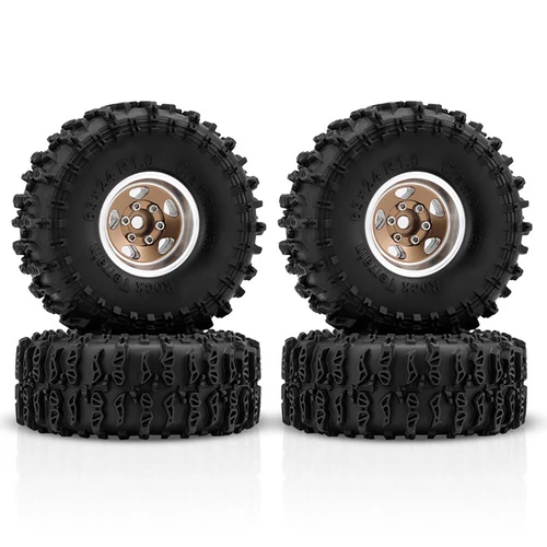 Llantas Beadlock de goma de aluminio de 1,0" neumáticos para 1/18 TRX4M 1/24 axial SCX24 - Imagen 12 de 17