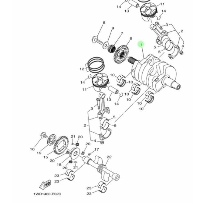 Genuine Parts Yamaha YZF R3/MT 03 Year 2015-2024 Crankshaft Assy