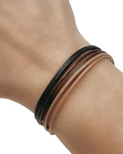 Mens faux leather cord waterproof bracelet minimal surfer style boho unisex 