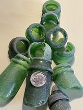 GR 2174 Green Partial bottlenecks - Genuine Surf Tumbled Sea Glass/Green Frosted