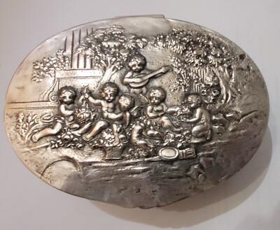 Antique Solid 800 Silver Embossed Large Jewelry/trinket Box