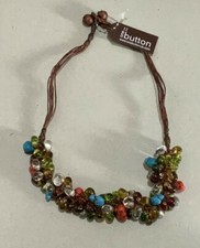 One Button Necklace - Costume Jewellery Code N1115ml Multi coloured