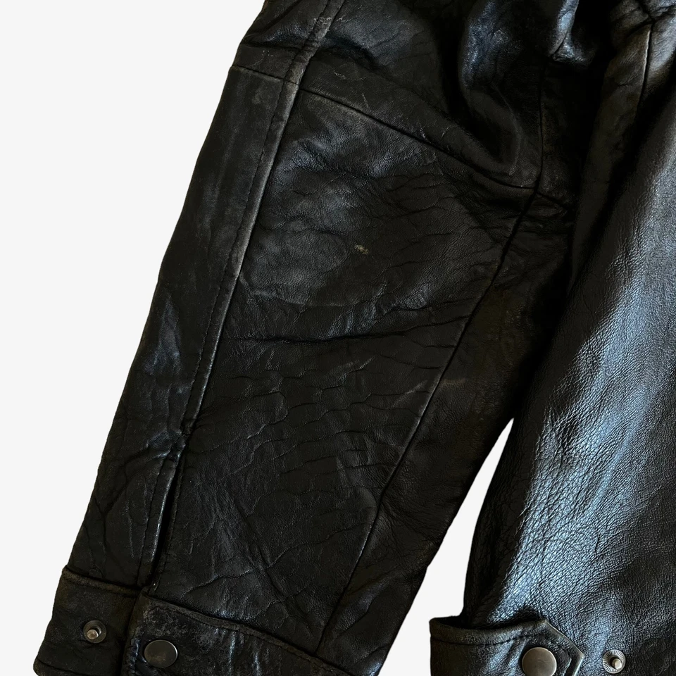 Vintage 90s Chaps Soft Black Leather Driving Jacket, Y2K Polo Ralph Lauren Biker - Image 4 of 4