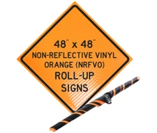 48x48 Non-Reflective, Vinyl Roll Up Road Work Sign with Fiberglass Ribs / Batons