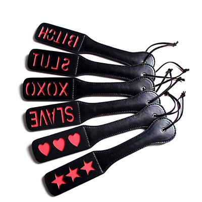 Spanking Paddle Leather Black BDSM Whip Kinky 5 styles Adult Toy 30cm X 5.5cm