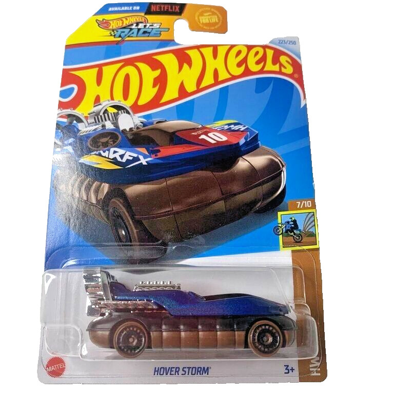 HOT WHEELS 2024 HOVER STORM METALFLAKE BLUE 223/250 HTB29 LETS RACE NETFLIX SHOW
