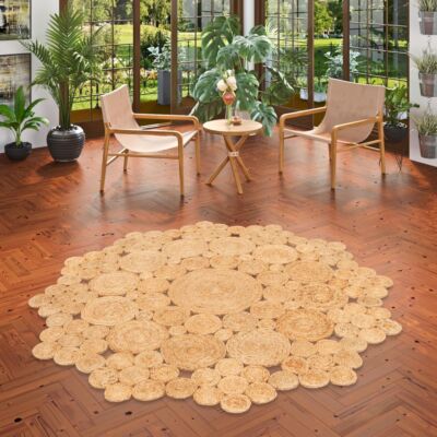 Naturfaser Handgefertigt Jute Salsa Natur Circle Beige Rund