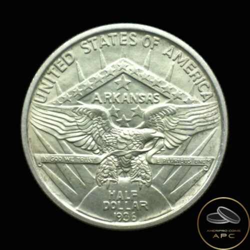 1936 Robinson Commemorative Silver Half Dollar Choice BU High Grade++ Luster+++ - Picture 2 of 2