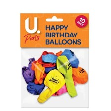Party New 10pk Assorted Colour Happy Birthday Party Balloons