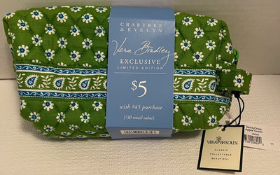 Vera Bradley Apple Green Dainty Dopp Cosmetic Bag Crabtree Evelyn 2004 New