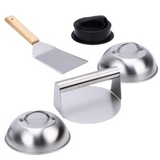 1-Professional Stainless Steel Burger Press Cheese-Melting Kit For Grills