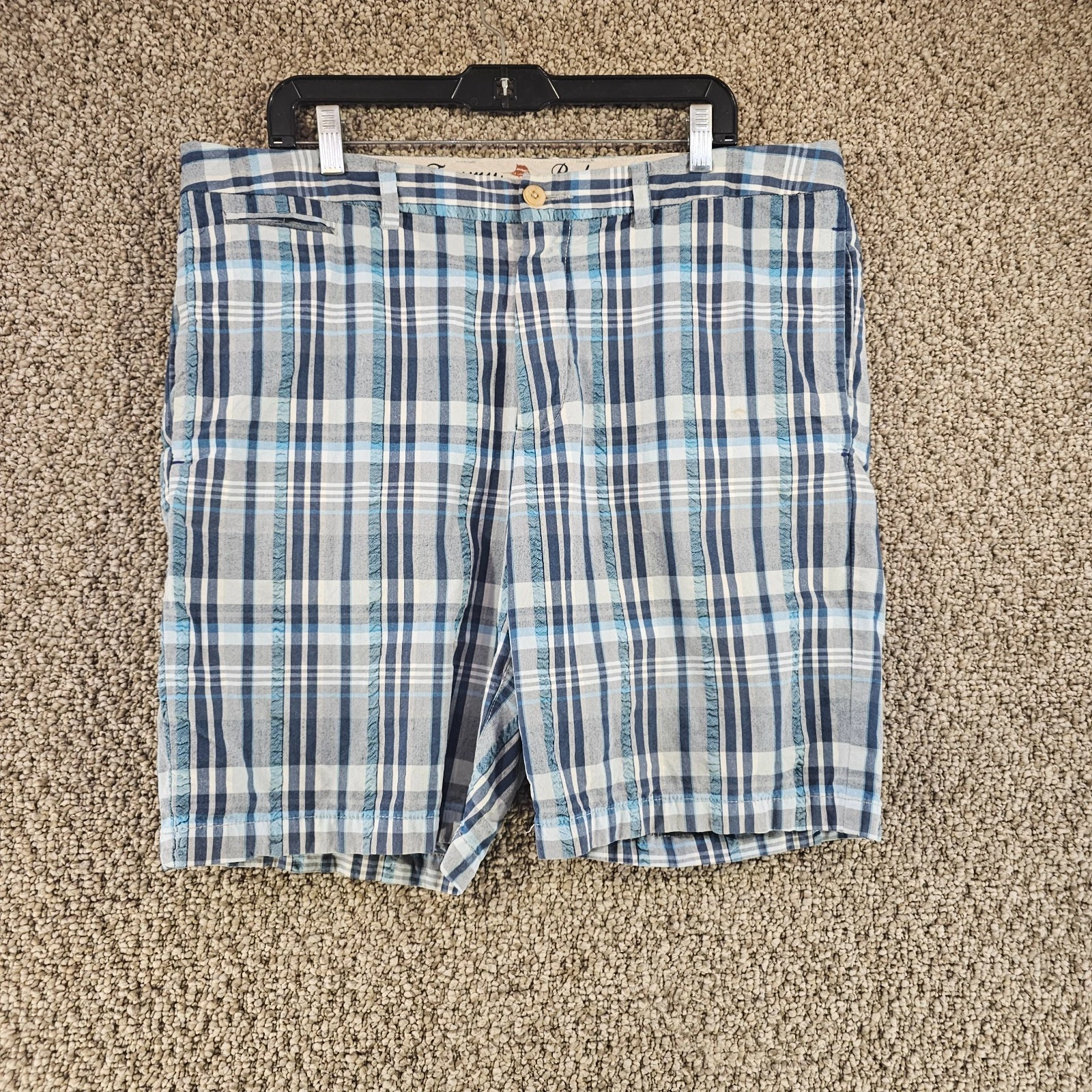 Tommy Bahama Shorts Mens 38 Plaid Pockets Seersucker