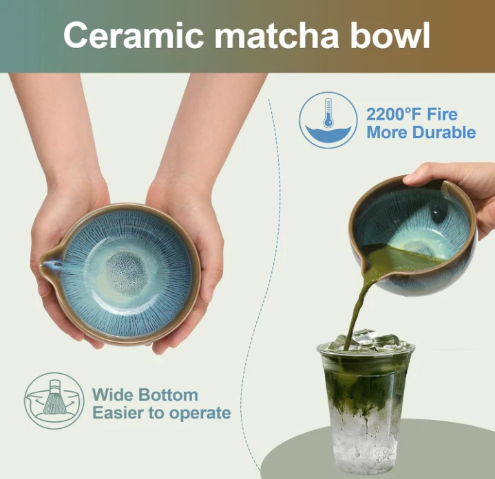 Matcha Whisk Set for Tea Lovers 8Pcs - Ceramic Matcha Tea Set with Bamboo Whisk - Image 4 of 4