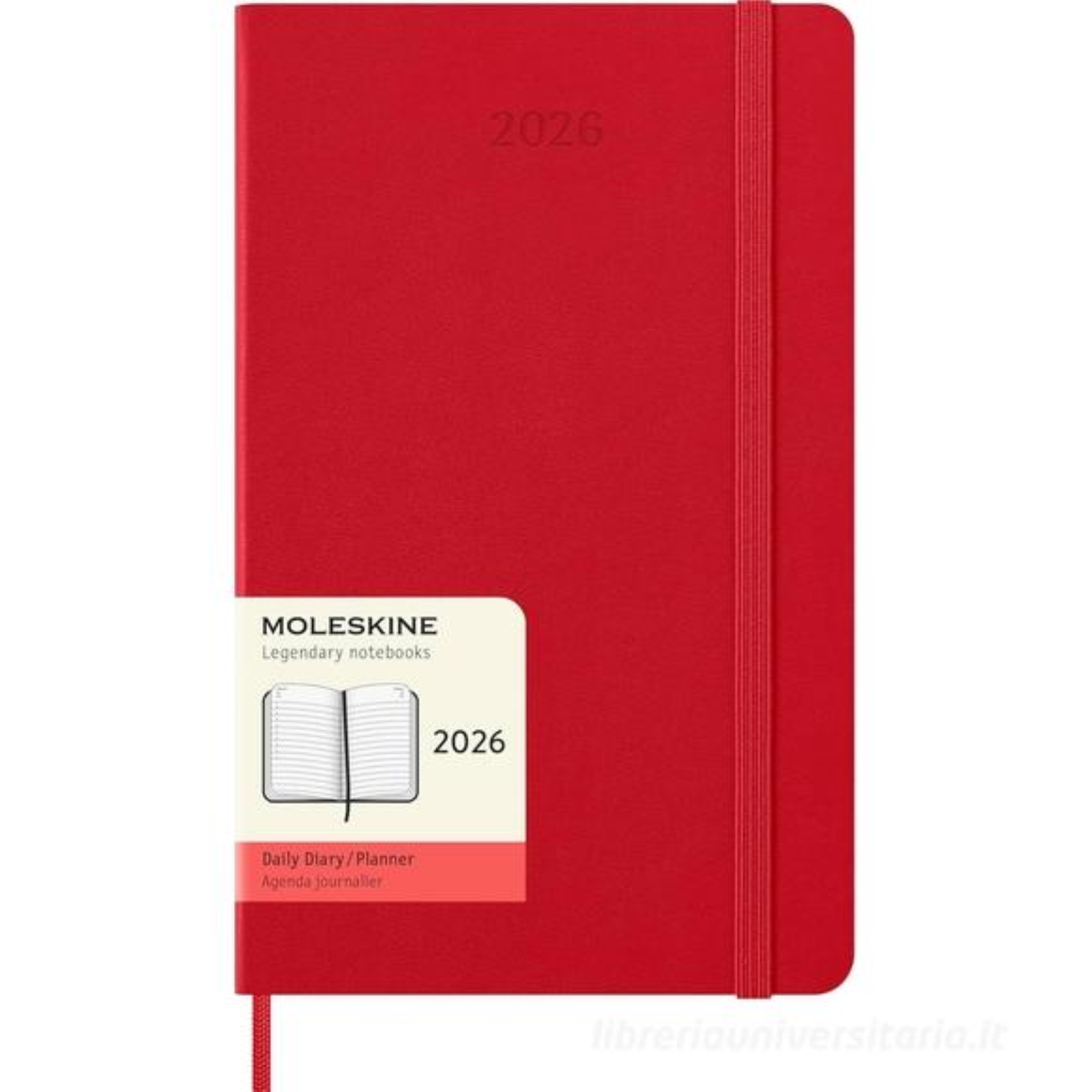 AGENDA GIORNALIERA 2026 - RIGIDA - LARGE - ROSSO - MOLESKINE