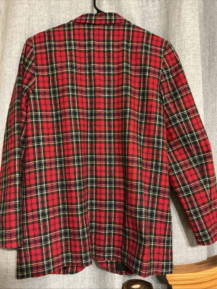 Traje Blazer Norton Mcnaughton Mujer Talla 6 Mezcla de Lana Rojo Chaqueta a Cuadros Forrada De Colección Foto 3 de 4