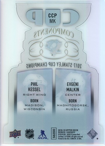 2018-19 Upper Deck Cup Components #CCPMK Evgeni Malkin/Phil Kessel - Picture 2 of 2