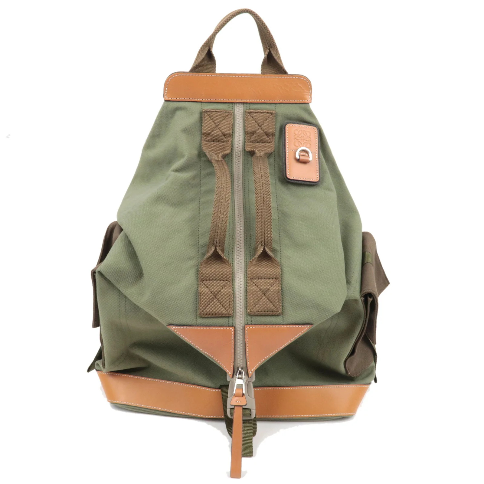 LOEWE Anagram Convertible Backpack Canvas Khaki A… - image 1