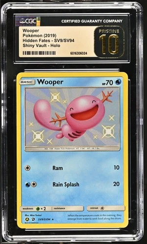 CGC 10 Wooper SV9/SV94 Hidden Fates SHINY VAULT HOLO Pristine