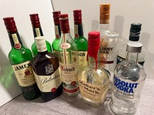 10 x leere Flasche Whiskey,Vodka Makers, Jameson, Absolut, Asbah, Ballantei Deko