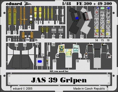 Eduard 1/48 Saab JAS-39 Gripen Colour Photoetch Set Vol.2 for Italeri kit