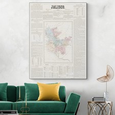 1858 Map of Jalisco Mexico – Guadalajara, Borders & Terrain in Western Mexico